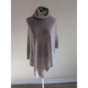 Cashmere  Poncho One Size Turtleneck Soft Tan Topper Versatile Cape Warm Light
